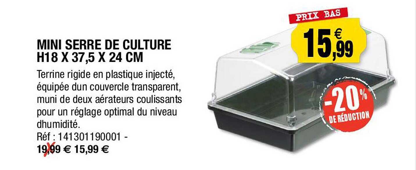 mini serre de culture h18 x 37,5 x 24 cm