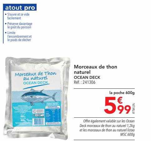 morceaux de thon naturel ocean deck
