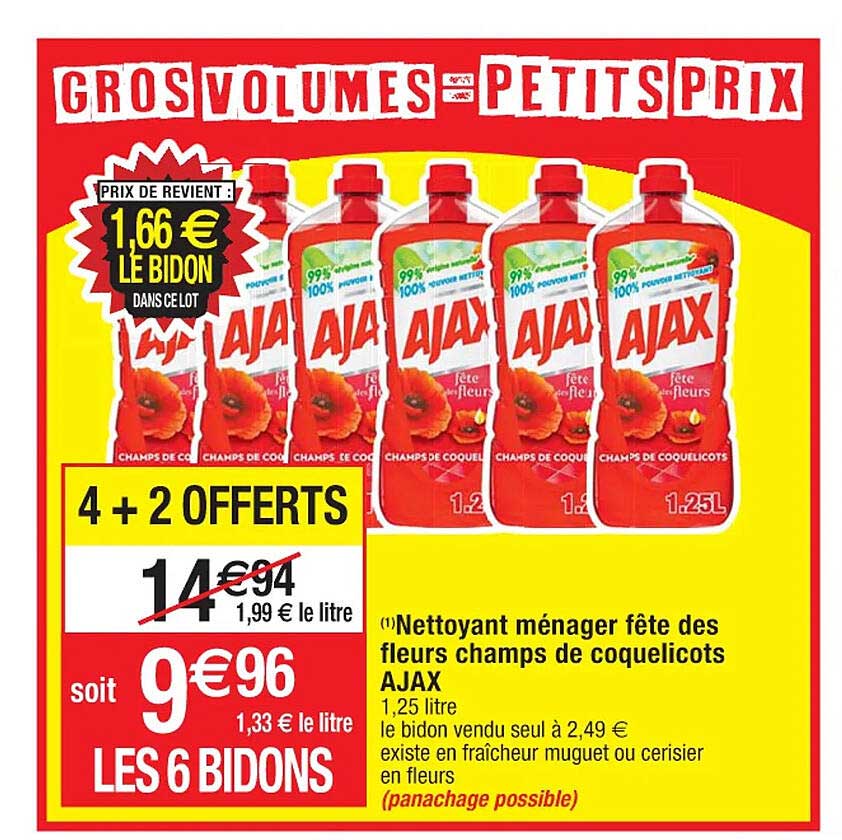 nettoyant ménager fête des flurs champs de coquelicots ajax