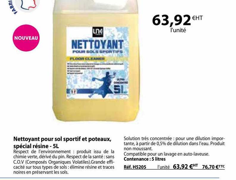 nettoyant pour sol sportif et poteaux, spécial résine - 5l