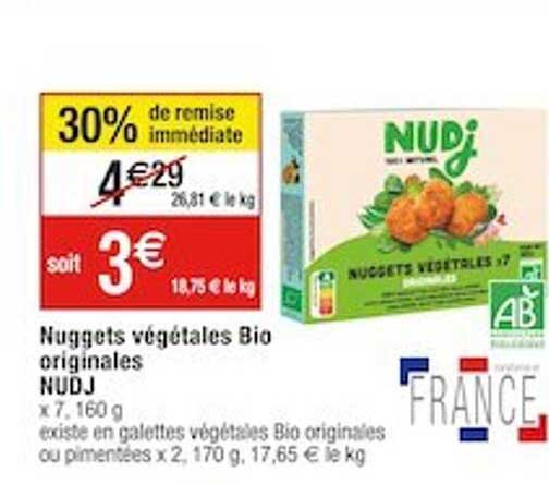 nuggets végétales bio originales nudj