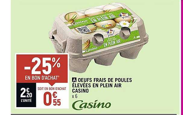 oeufs frais de poules élevées en plein air casino