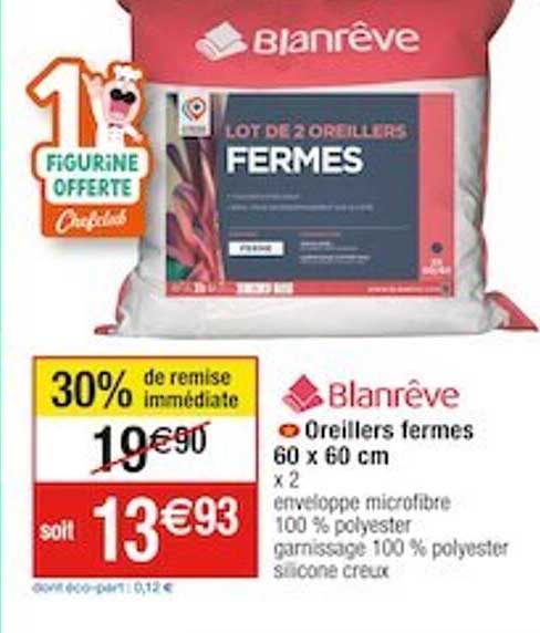 oreillers fermes blanrêve 60 x 60 cm
