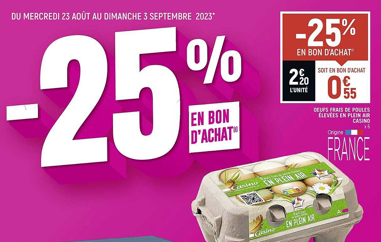 œufs frais de poules élevées en plein air casino