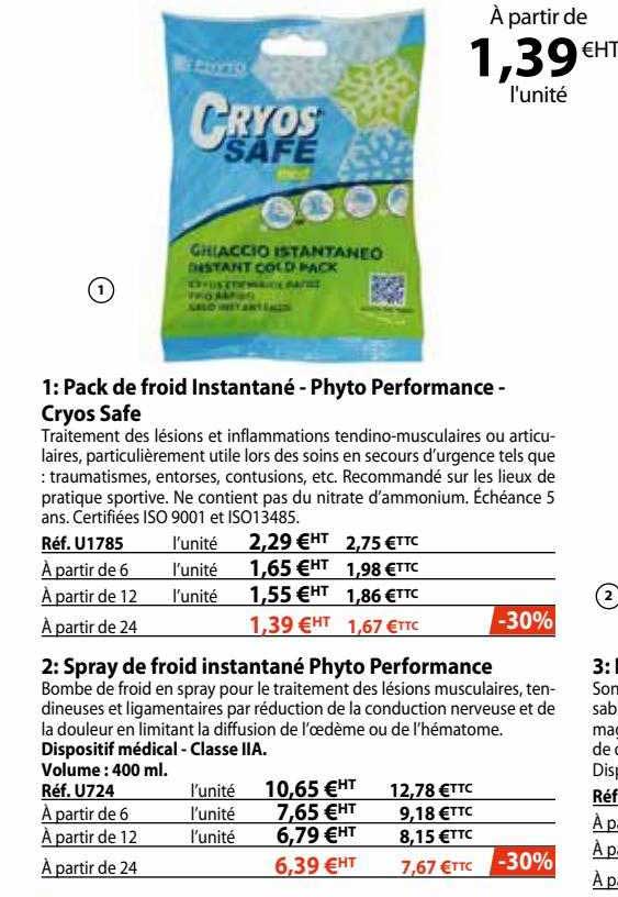 pack de froid instantané - phyto performance - cryos safe