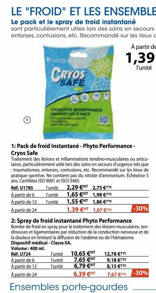 pack de froid instantané - phyto performance - cryos safe