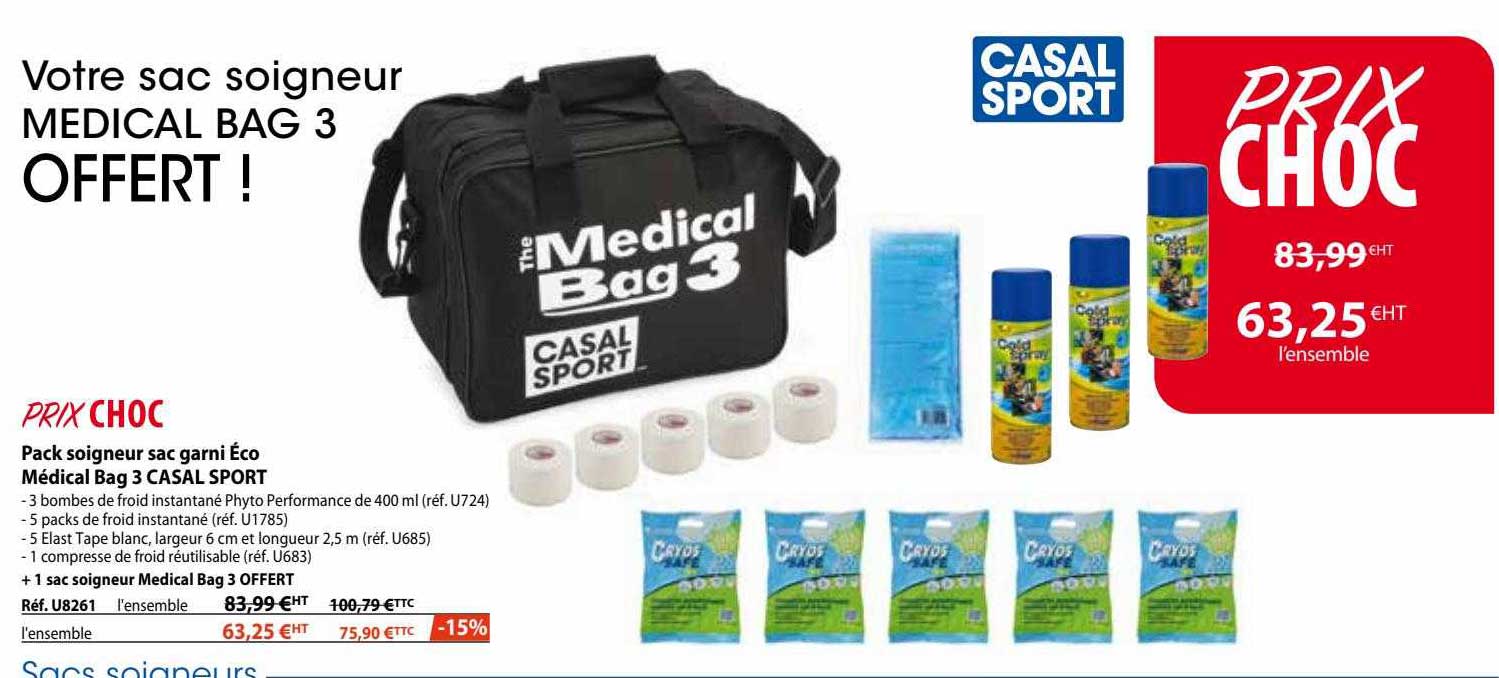 pack soigneur sac garni éco médical bag 3 casal sport