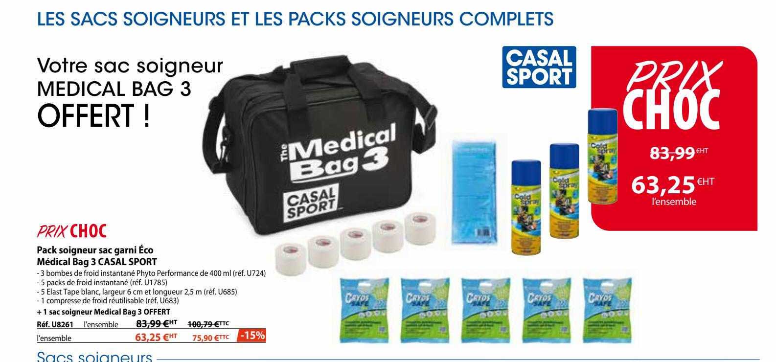 pack soigneur sac garni éco médical bag 3 casal sport