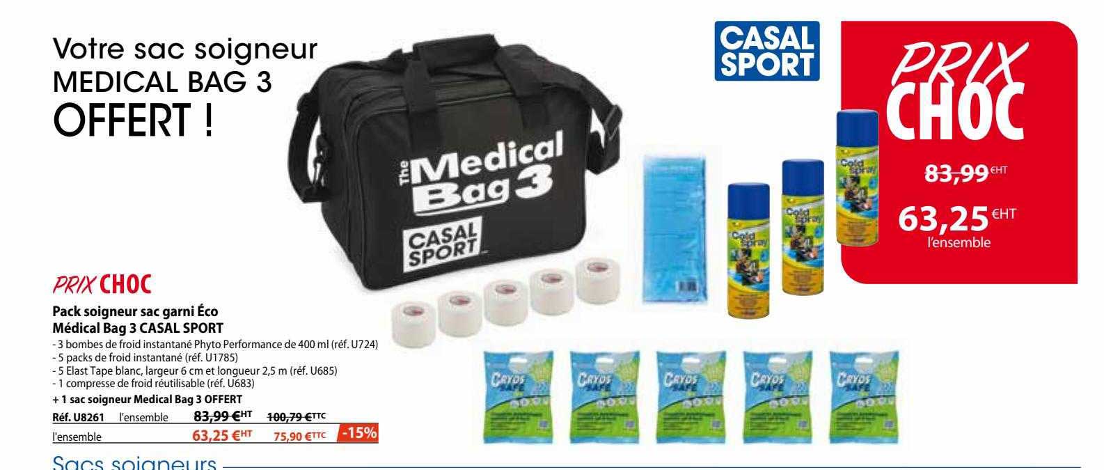 pack soigneur sac garni éco médical bag 3 casal sport