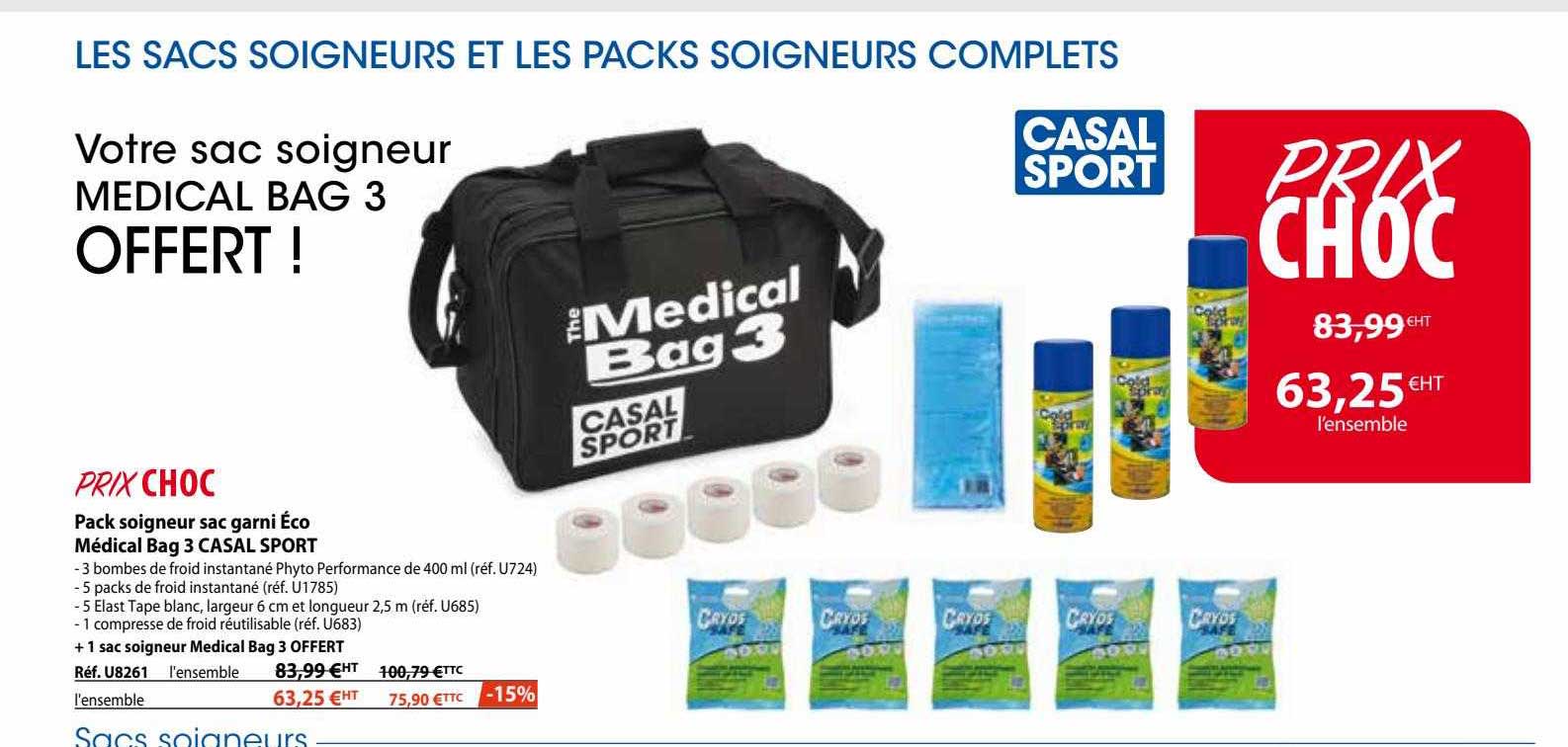 pack soigneur sac garni éco médical bag 3 casal sport