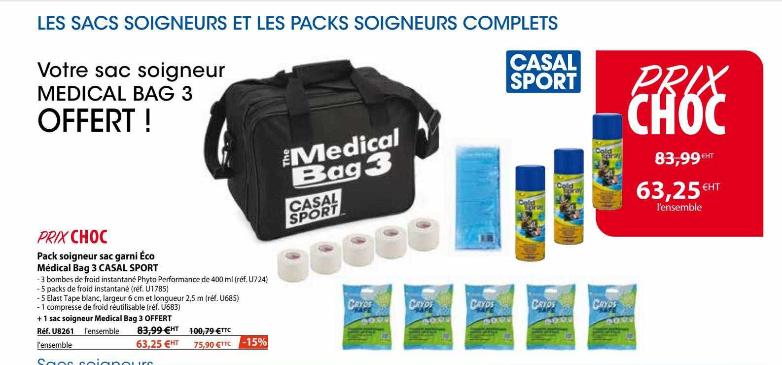 pack soigneur sac garni éco médical bag 3 casal sport