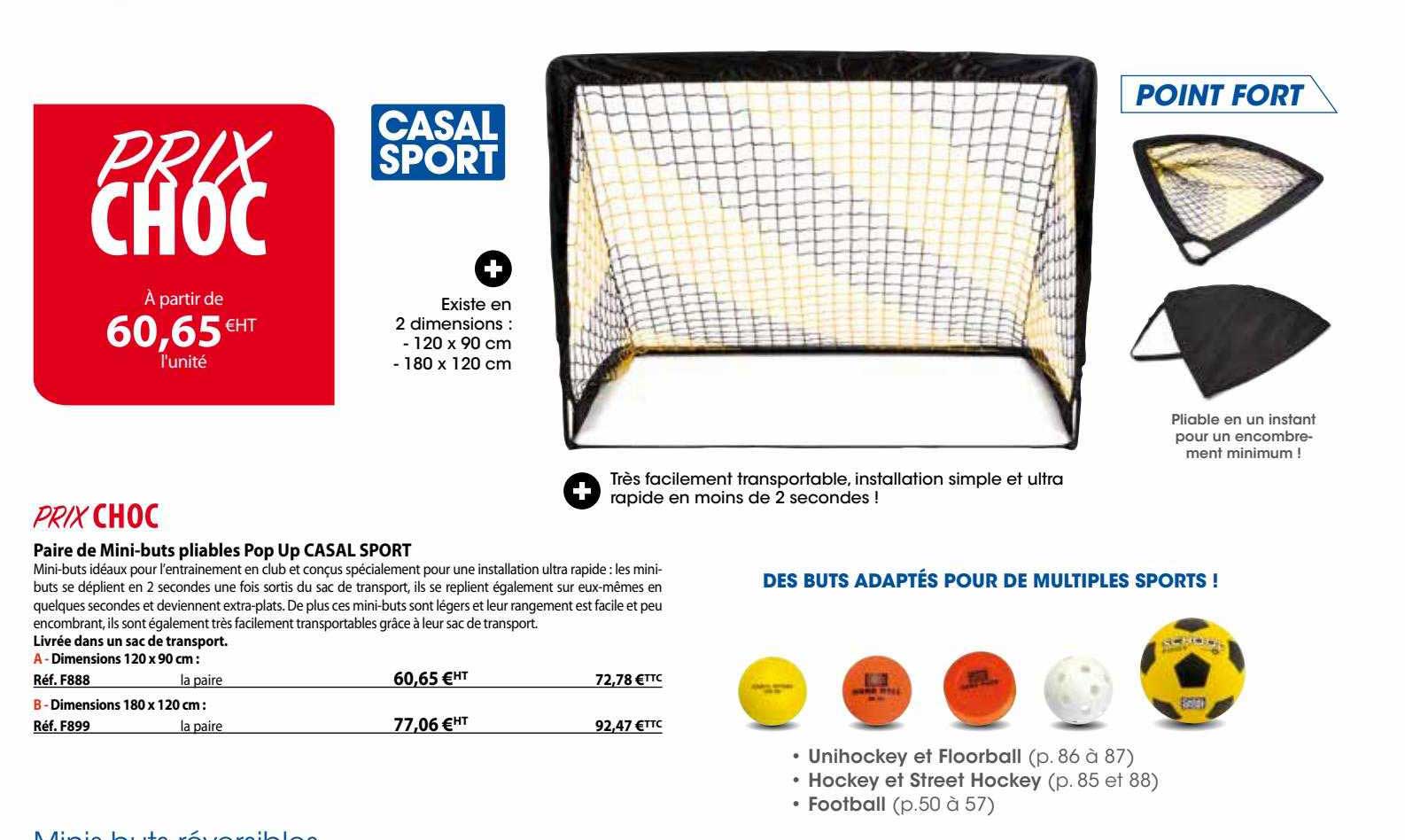 paire de mini-buts pliables pop up casal sport