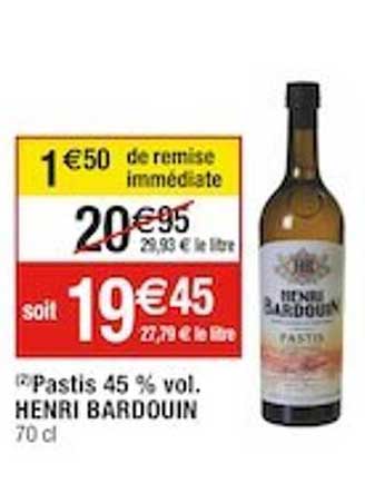 pastis 45% vol. henri bardouin