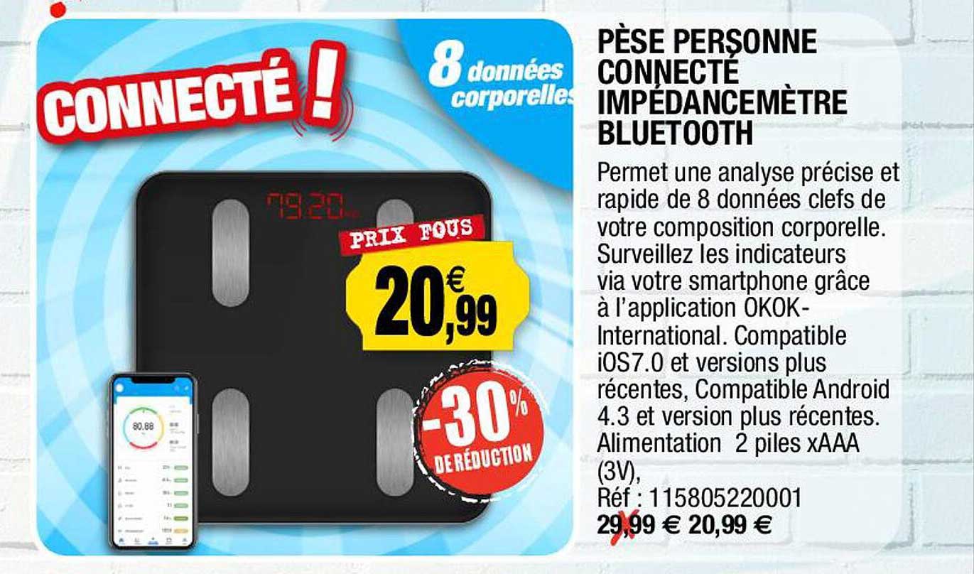 pèse personne connecté impédancemètre bluetooth