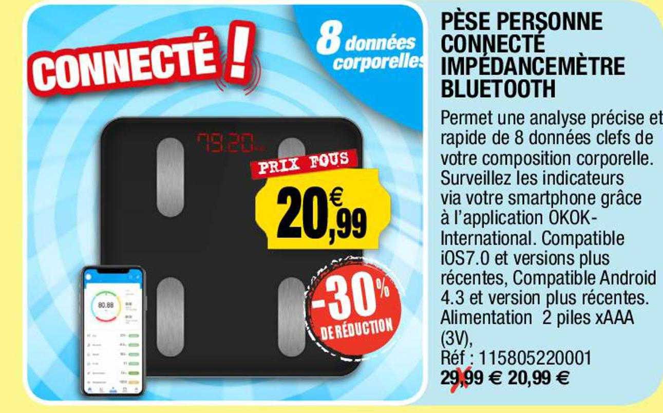 pèse personne connecté impédancemètre bluetooth
