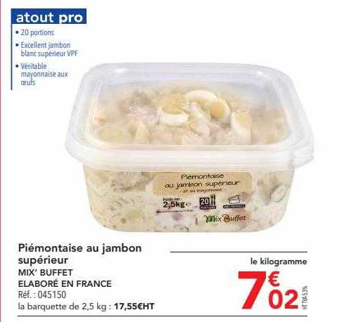 piémontaise au jambon supérieur mix' buffet élaboré en france