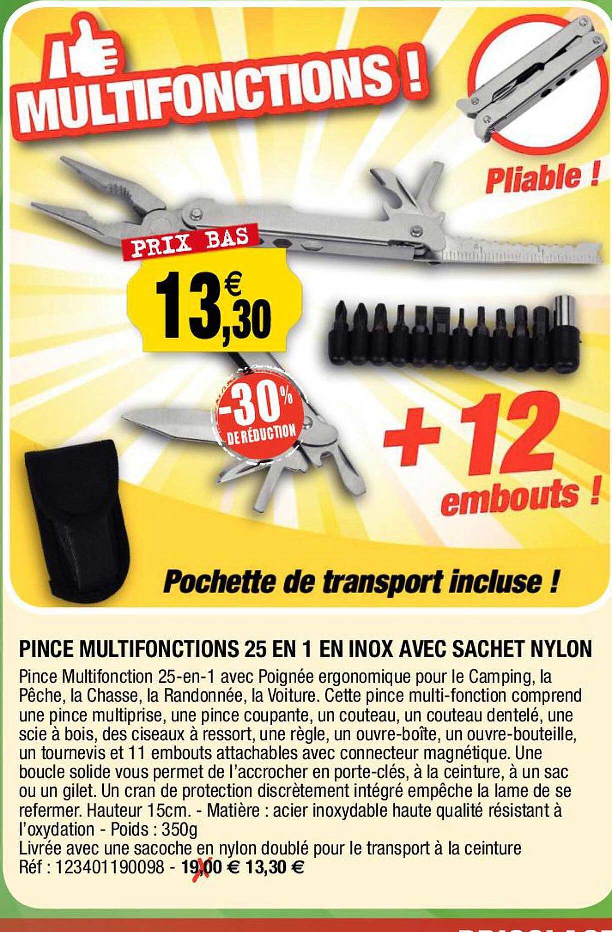 Pince Multifonctions 25 En 1 Inox Avec Sachet Nylon
