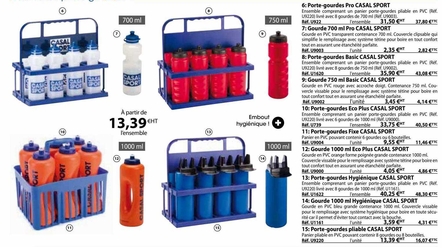 porte-gourdes pro casal sport, gourde 700ml pro casal sport, porte-gourdes basic casal sport, gourde 750ml basic casal sport, porte-gourdes éco plus casal sport, porte-gourdes fixe casal sport