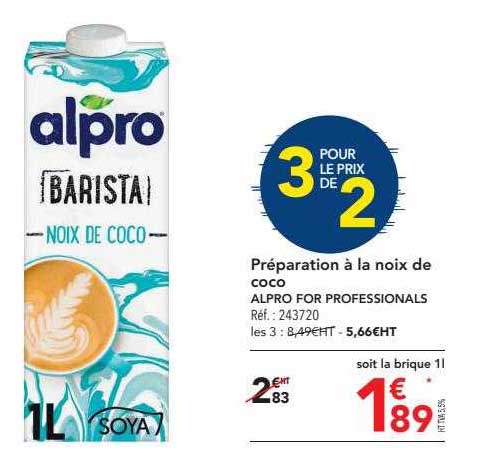 préparation à la noix de coco alpro for professionals