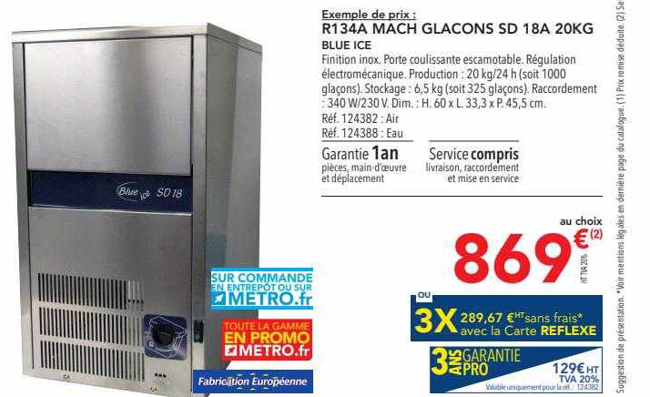r134a mach glaçons sd 18a 20kg blue ice