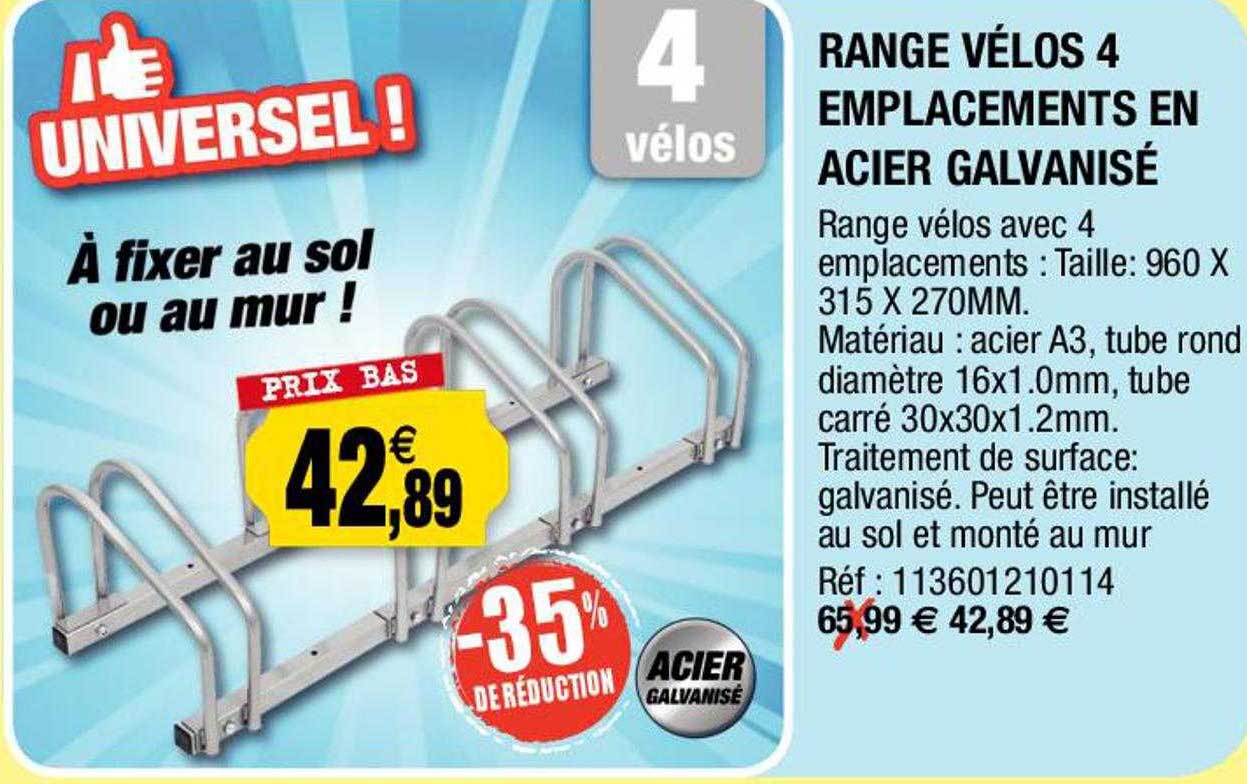 range vélos 4 emplacements en acier galvanisé