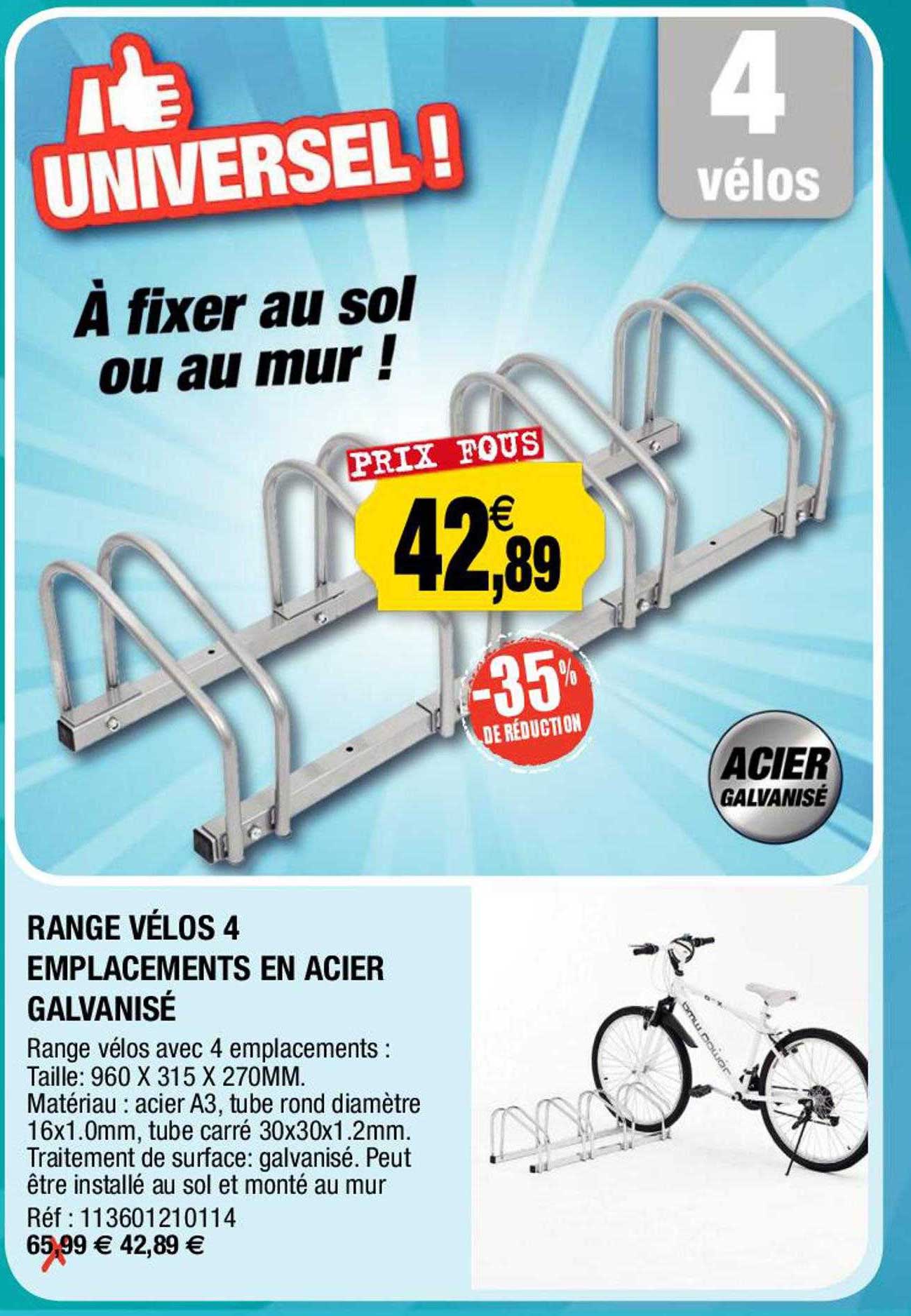 range vélos 4 emplacements en acier galvanisé