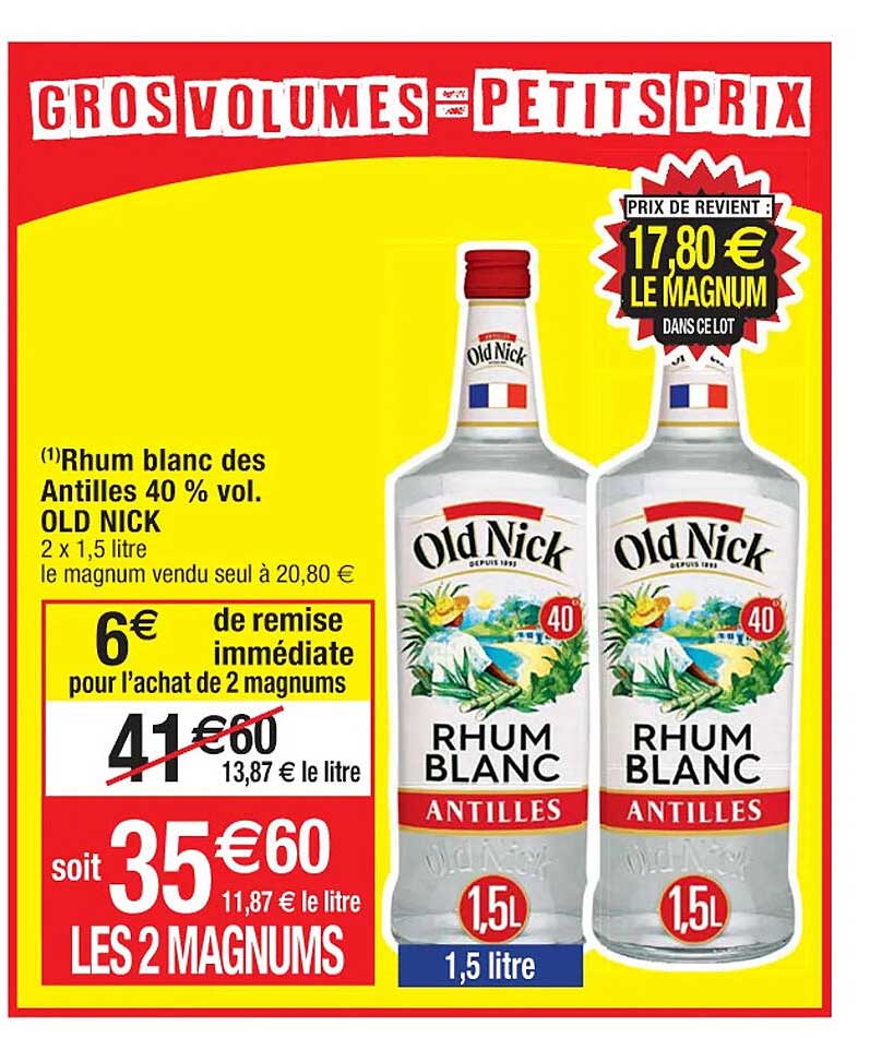 rhum blanc des antilles 40% vol. old nick