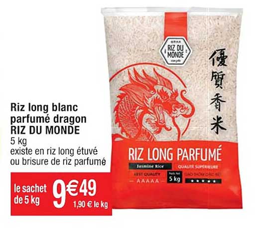 Riz Long Blanc Parfumé Dragon Riz Du Monde