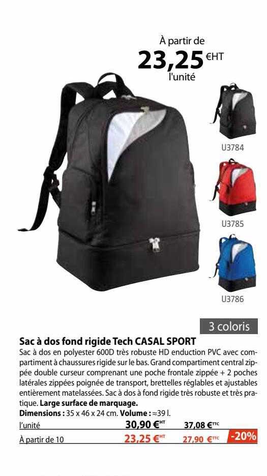 sac à dos fond rigide tech casal sport