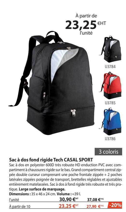 sac à dos fond rigide tech casal sport