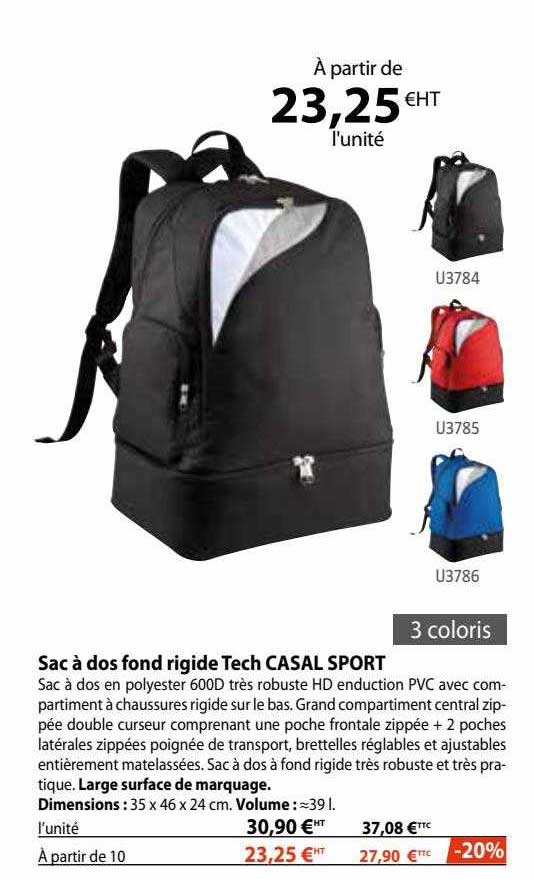 sac à dos fond rigide tech casal sport