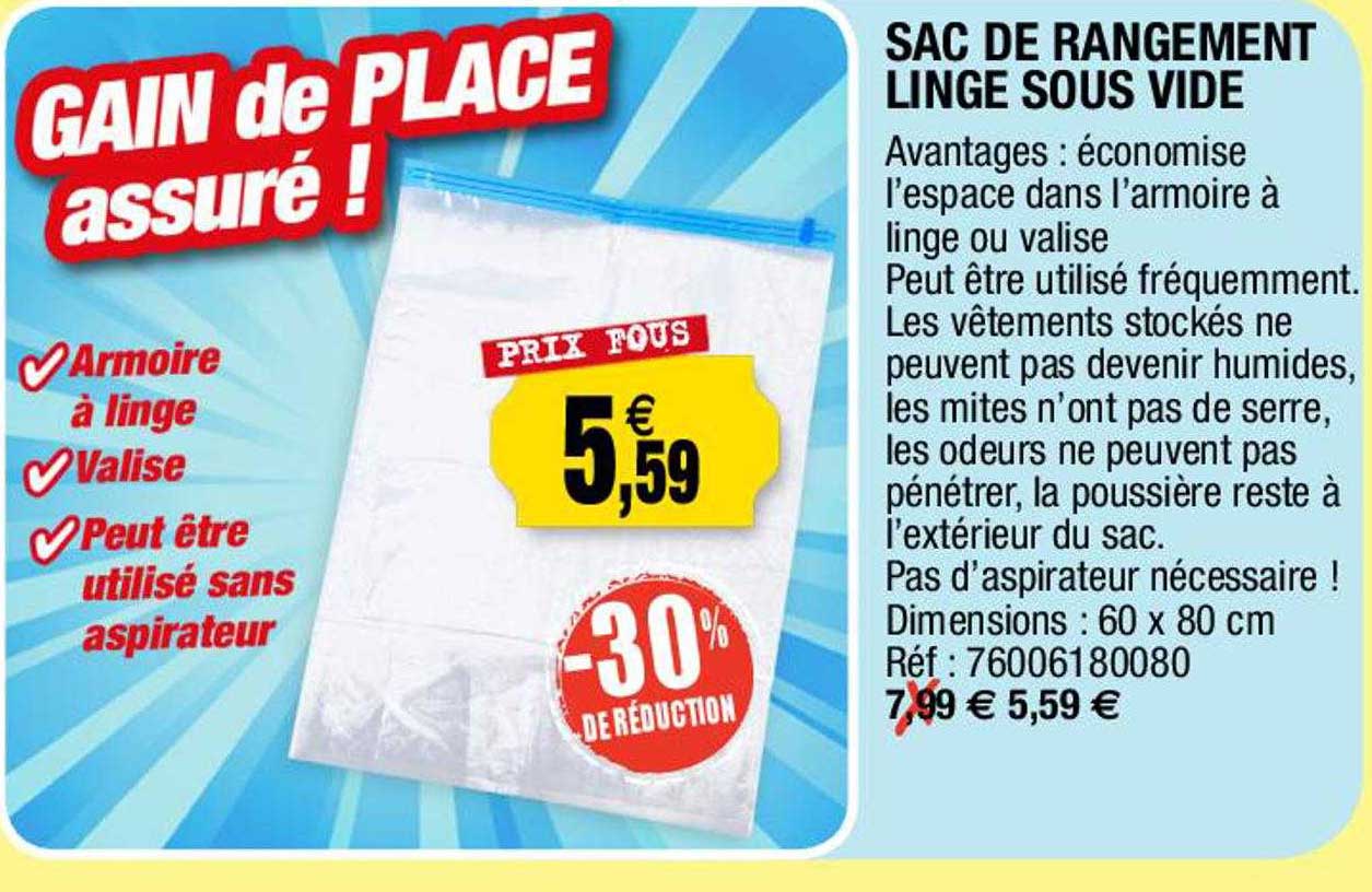 sac de rangement linge sous vide