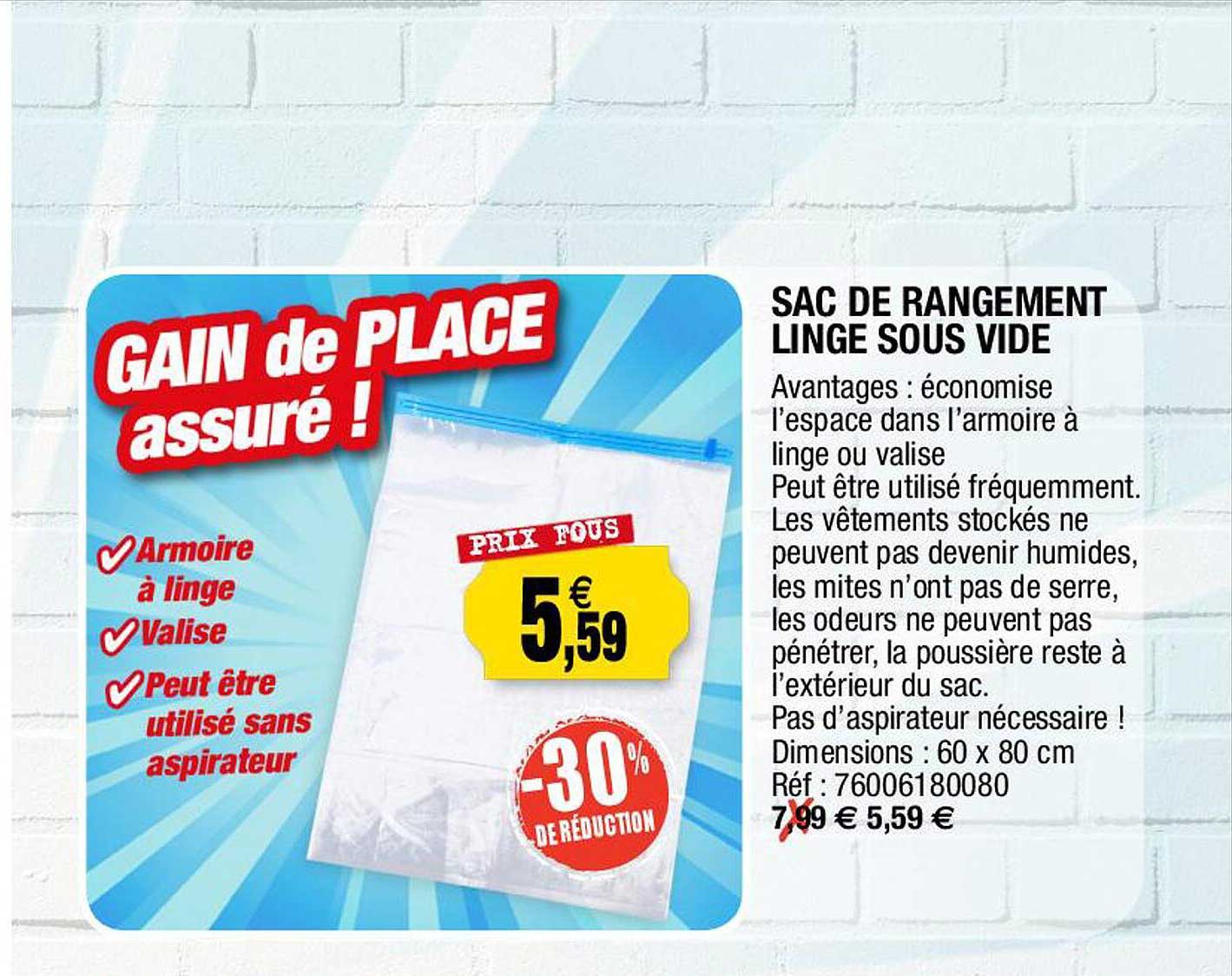 sac de rangement linge sous vide