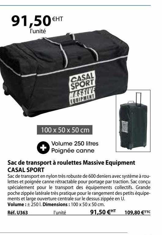 sac de transport à roulettes massive equipment casal sport