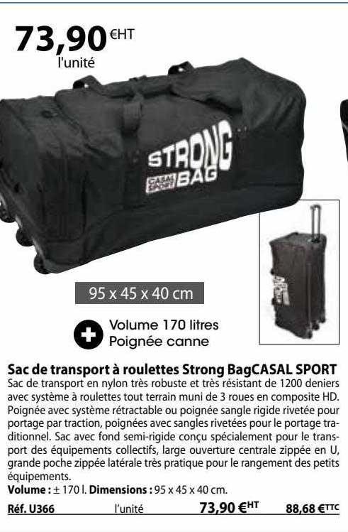 sac de transport à roulettes strong bag casal sport