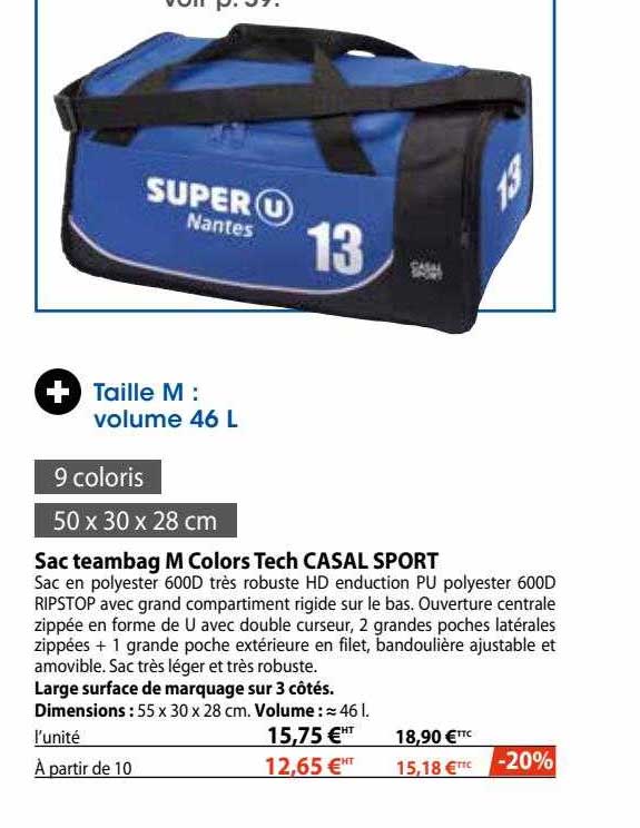 sac teambag m colors tech casal sport