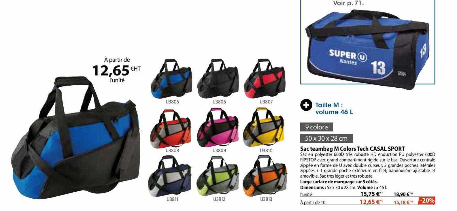 sac teambag m colors tech casal sport