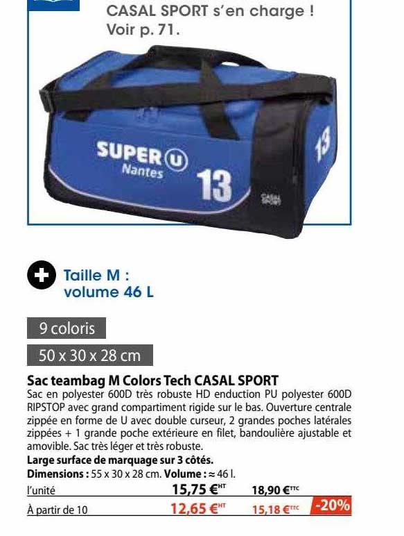 sac teambag m colors tech casal sport