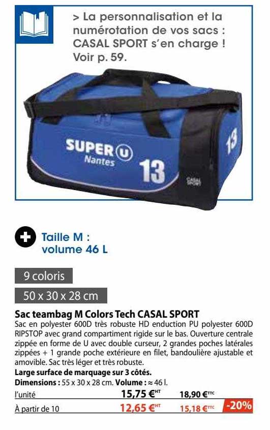 sac teambag m colors tech casal sport