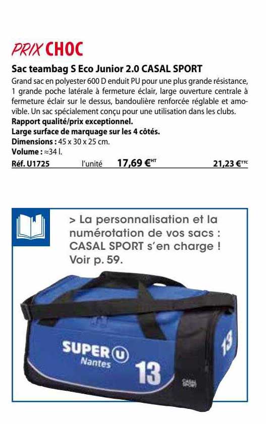 sac teambag s éco junior 2.0 casal sport