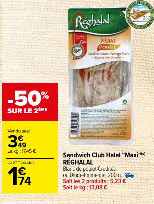 Sandwich Club Halal "maxi" Réghalal