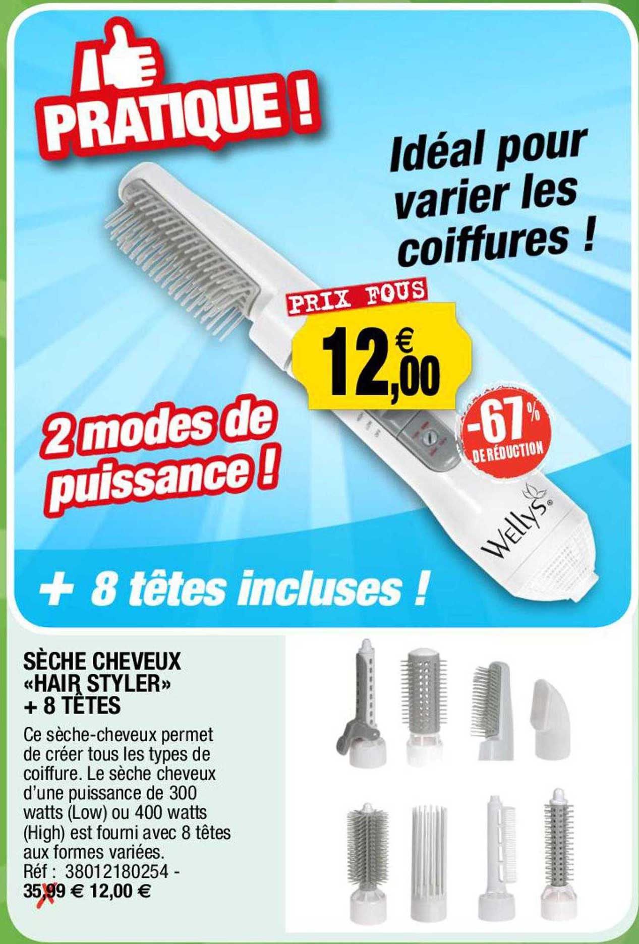Sèche Cheveux «hair Styler» + 8 Têtes