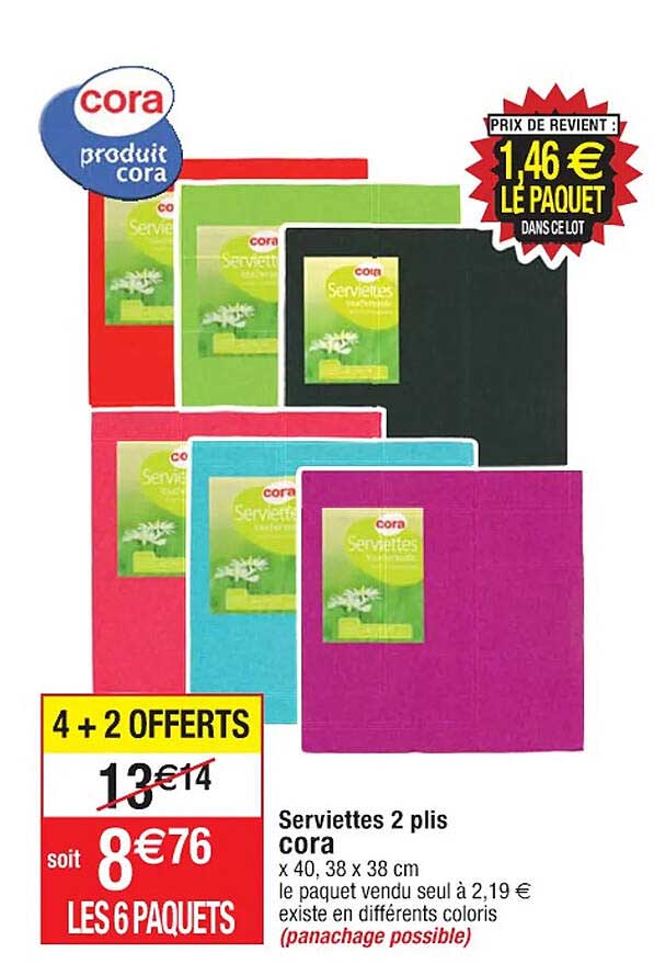 serviettes 2 plis cora