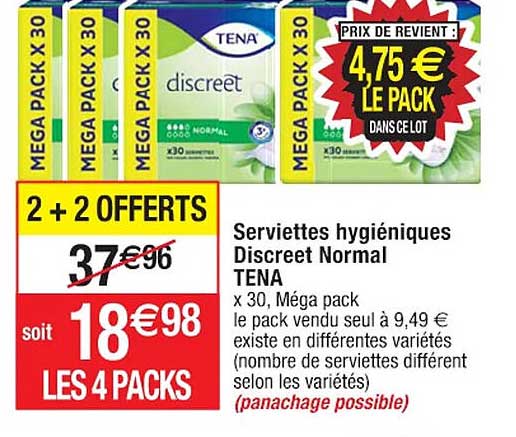 serviettes hygiéniques discreet normal tena