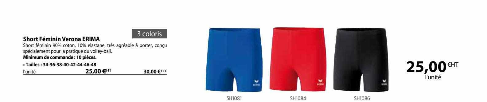 short féminin verona erima