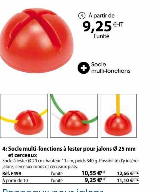 socle multi-fonctions à lester pour jalons ø 25 mm et cerceaux
