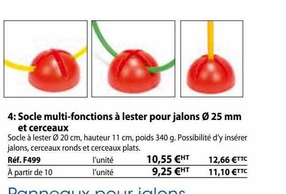 socle multi-fonctions à lester pour jalons ø 25 mm et cerceaux