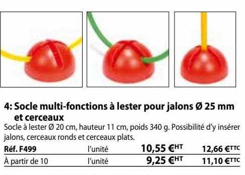 socle multifonctions à lester pour jalons ø 25 mm et cerceaux