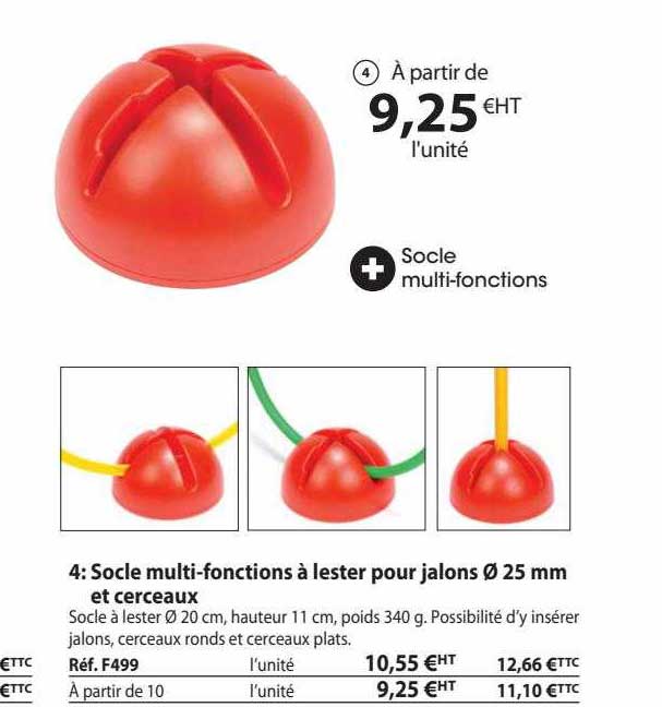 socle multifonctions à lester pour jalons ø 25mm et cerceaux