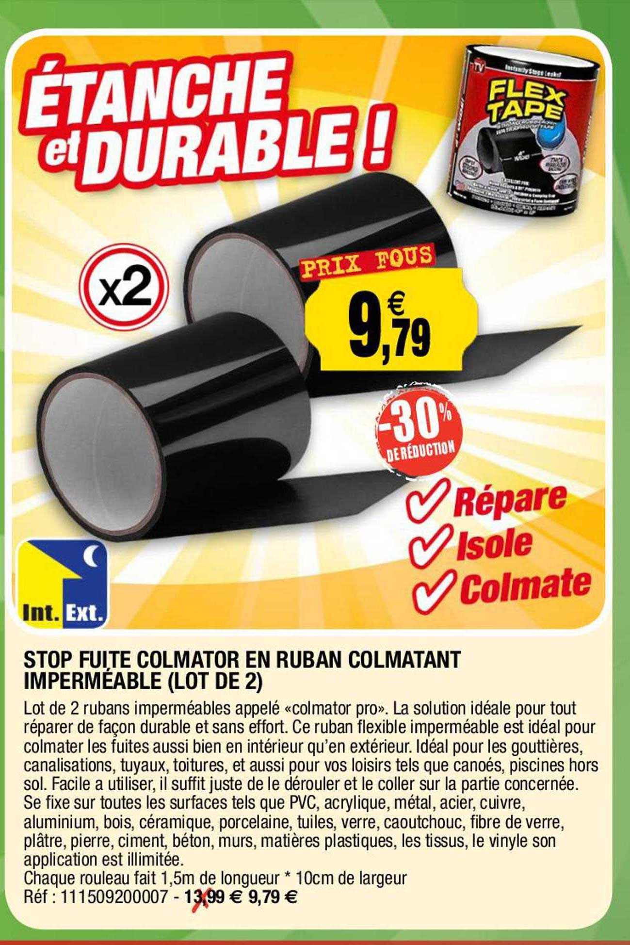 stop fuite colmator en ruban colmatant imperméable (lot de 2)